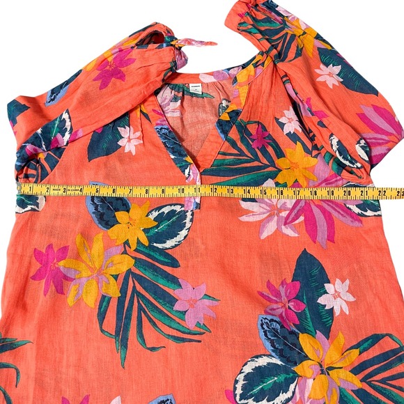 Old Navy Linen Blend Top Womens Size M Floral Hawaiian Flower Resort Tropical - Picture 11 of 12